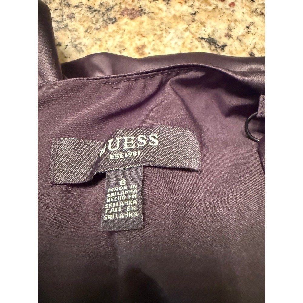 GUESS Lace-Trim Slip Dress Black Satin Midi Y2K Minimalist Wedding Guest - Picture 6 of 8